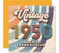 75th Birthday Card for Men Women - Vintage 1950 Aged To Perfection - Happy 75 Birthday Cards for Grandma Dad Wife Brother Nan Husband, 145mm Bday Greeting Cards