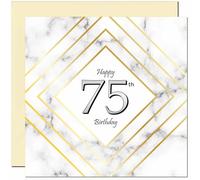 75th Birthday Card for Men Women - White Marble Gold - Birthday Cards for 75 year old Man Seventy Five, Seventy Fifth Mum Dad Grandad Uncle Bday Gift Nan Grandpa Aunt