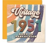 74th Birthday Card for Men Women - Vintage 1951 Aged To Perfection - Happy 74 Birthday Cards for Cousin Grandma Dad Wife Brother Nan, 145mm Bday Greeting Cards