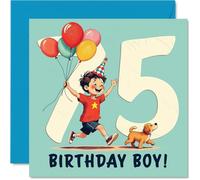 75th Birthday Cards for Men - Balloon Boy - Happy Birthday Card for 75 Year Old Man Cousin Grandad Brother Grandpa, 145mm Bday Greeting Cards