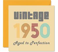 75th Birthday Cards for Men Women - Vintage 1950 Aged To Perfection - 75 Birthday Card Funny for Her Him, 145mm Greeting Cards Mum Dad Grandad Grandpa Grandma Nanny