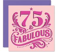 75th Birthday Cards for Women - Fabulous - Happy Birthday Card for 75 Year Old Woman Grandma Auntie Cousin Sister, 145mm Bday Greeting Cards