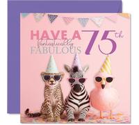 75th Birthday Cards for Women - Fantastically Fabulous - Happy Birthday Card for 75 Year Old Woman Wife Auntie Sister Cousin, 145mm Bday Greeting Cards