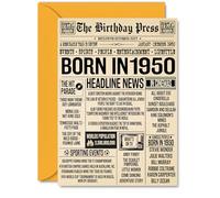 75th Birthday Cards for Women Men - Born In 1950 Newspaper - Happy 75 Birthday Card for Grandma Grandad Nan Vintage Retro Back In 1950, A5 Bday Greeting Cards