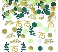 "75th Birthday Confetti Green&Gold 100Pcs - Happy Birthday Table Decoration 15g - Party Decorative Confetti for Men Women - RKMYTR 75th Birthday Party Supplies - Party Favours"