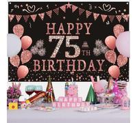 75th Birthday Decoration for Women, Pink Glitter Spots Fabric Sign Poster Birthday Party Decoration Background Banner Woman, 75th Birthday Party Decoration