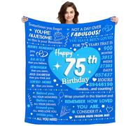 75th Birthday Gift for Women Men Birthday Throw Blanket for 75 Years Old Grandma Grandpa Mum Dad Friend Inspirational Gift Decoration Flannel Blanket Keepsake 150x130cm (75th Gift)