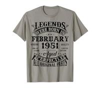 75th Birthday Gift Legend Born in February 1951 75 Yrs Old T-Shirt