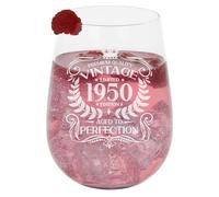 75th Birthday Gift Vintage 1950 Aged to Perfection Engraved Large Gin Glass Present for 75 Year Old Etched 590ml Stemless Gin Glass
