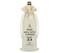 75th Birthday Gifts for Her Him Decorations Wine Bag 75 Year Old Birthday Gifts for Women Men Best Gift For 75 Year Old Woman Friend Grandpa Grandma Dad Mom 75th Birth Day Presents Wine Bottle Bag