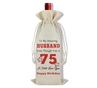 75th Birthday Gifts for Men Husband Birthday Wine Gift Bag for 75 Year Old Happy Birthday Wine Bottle Bag for Him Husband Birthday Gift Ideas from Wife Birthday Party Decorations