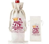 75th Birthday Gifts for Women Female, 35x15cm Thicken Wine Bottle Bag with Drawstring, Gift Bag for Wine Bottles Champagne, Reusable Wine Bag Bottle Gift Turning 75 Best Friend, Wife, Mom, Coworker