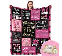 75th Birthday Gifts for Women Gift for 75 Year Old Woman Birthday Unique Happy 75th Birthday Gifts for Her Best Friend Mom Sister Wife Throw Blanket 60x50 Inch(Pink)