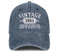 75th Birthday Gifts for Women Man Mom Vintage 1951 Hat Embroidered Baseball Cap, Blue, One size