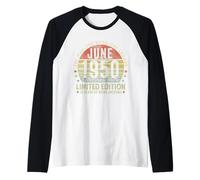 75th Birthday Gifts Vintage June 1950 75 Years Old For Men Raglan Baseball Tee