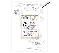 75th Birthday Party Guest Book Poster - Table Centerpiece Decoration Banner for Women or Men Turning 75 years old - Sweet Guest Book Alternative - Size A3 Art Anniversary Keepsake Sign for Wishes