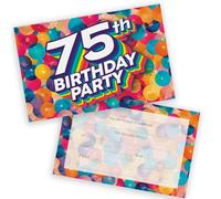 75th Birthday Party Invitations Men Women - Rainbow Balloons 36 Pack - Adults Birthday Invitations for Friends Family A6 Bday Party Invites Invitation Cards with Folding Envelopes