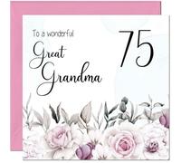 75th Great Grandma Birthday Card - Floral Elegant Birthday Card for 75 Year old Seventy Five, Seventy Fifth