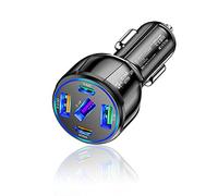 75W Ultra-Fast Car Charger, 30W/QC3.0/Type C 5-Port Smart Shunt 12 Volt Car Adapter Cigarette Lighter USB Charger Compatible with iPhone 14 Pro MAX/13,MacBook Pro,iPad Pro (3USB+2PDBlack)