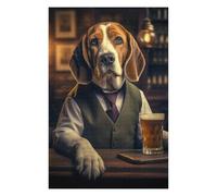 75x50cm/1000pcs Jigsaw Puzzle Beagle in The Pub Adult Jigsaw Puzzle Relaxing Games Enhance Memory Unique Birthday And Xmas Gifts 75x50cm/1000pcs
