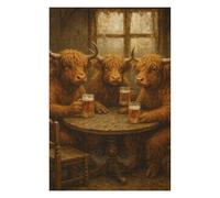 75x50cm/1000pcs Jigsaw Puzzle for Adults Cows Drinking Beer at A Table Jigsaw Puzzle Family Games A Work of Art Unique Gifts for Birthday And Christmas 75x50cm/1000pcs