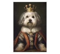 75x50cm/1000pcs Jigsaw Puzzle for Adults Havanese The King Puzzle for Adults Family Game Difficult Challenge Parent-child Interaction 75x50cm/1000pcs