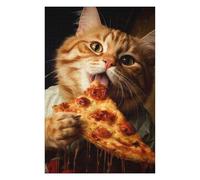 75x50cm/1000pcs Jigsaw Puzzle for Teenagerss Cat Eating Pizza Jigsaw Puzzle Toy Wall Decor Analysis And Logic Fun at Home Activities, 75x50cm/1000pcs