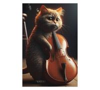 75x50cm/1000pcs Jigsaw Puzzle for Teenagerss Cat Playing The Cello Adult Puzzles Brain Teaser Game Precision Cutting Challenging Game Gifts 75x50cm/1000pcs