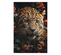 75x50cm/1000pcs Jigsaw Puzzle for Teenagerss Leopard Close-Up Amidst Flowers Puzzle for Adults Fun Games Enhance Memory Fun at Home Activities, 75x50cm/1000pcs