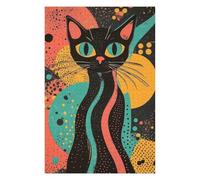 75x50cm/1000pcs Jigsaw Puzzle for Teenagerss Retro Cat Art Print Vibrant Black Cat Bold Abstract Pop Art Print Adult Jigsaw Hands-on Game Analysis And Logic Christmas Birthday Gifts 75x50cm/1000pcs