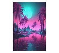 75x50cm/1000pcs Jigsaw Puzzle for Teenagerss Surreal Synthwave Night Adult Puzzles Brain Teaser Game Precision Cutting Challenging Game Gifts 75x50cm/1000pcs