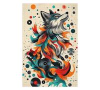 75x50cm/1000pcs Jigsaw Puzzle for Teenagerss Wolf with Vinyl Records Mystical Wolf Wall Art for Wildlife And Fantasy Fans Adult Jigsaw Hands-on Game Analysis And Logic Christmas Birthday Gifts
