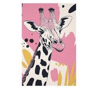 75x50cm/1000pcs Jigsaw Puzzle Giraffe Portrait with Abstract Pink Background Adult Jigsaw Puzzle Relaxing Games Enhance Memory Unique Birthday And Xmas Gifts 75x50cm/1000pcs
