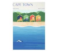 75x50cm/1000pcs Jigsaw Puzzles- Cape Town Beach Huts Illustration Jigsaws for Adults Brain Teaser Game Precision Cutting Deal As Gifts for The Whole Family 75x50cm/1000pcs