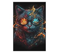 75x50cm/1000pcs Jigsaw Puzzles Cat Retro Wearing Glasses Puzzle for Adults Relaxing Games Precision Cutting Unique Birthday And Xmas Gifts 75x50cm/1000pcs