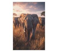 75x50cm/1000pcs Jigsaw Puzzles- Elephant Herd at Sunset Jigsaws for Adults Brain Teaser Game Precision Cutting Deal As Gifts for The Whole Family 75x50cm/1000pcs