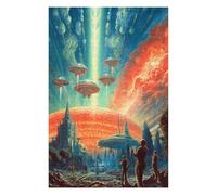 75x50cm/1000pcs Jigsaw Puzzles for Adults Alien Landscape with Flying Saucers Puzzle for Adults Relax Games Hand Speed Race Difficult And Challenge 75x50cm/1000pcs