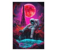 75x50cm/1000pcs Jigsaw Puzzles for Adults Astronaut Under Red Moon Teenagers Puzzles Hands-on Game Improve Memory Parent-child Interaction 75x50cm/1000pcs