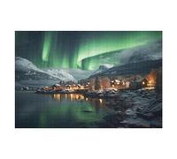 75x50cm/1000pcs Jigsaw Puzzles for Adults Aurora Borealis Over Snowy Village Teenagers Puzzles Hands-on Game Improve Memory Parent-child Interaction 75x50cm/1000pcs