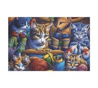75x50cm/1000pcs Jigsaw Puzzles for Adults Cats in Cozy Knitting Corner Jigsaw for Adults Relax Games For Family Fun for Is Ideal As A Gift 75x50cm/1000pcs