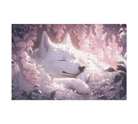 75x50cm/1000pcs Jigsaw Puzzles for Adults Cherry Blossom Dreams Serene Wolf Illustration Puzzles for Adults DIY Toys Home Decoration Difficult And Challenge 75x50cm/1000pcs