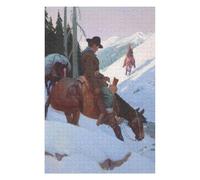75x50cm/1000pcs Jigsaw Puzzles for Adults Cowboys Crossing Mountains Puzzle for Adults Brain Teaser Game Presents for Women Parent-child Interaction 75x50cm/1000pcs