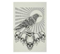 75x50cm/1000pcs Jigsaw Puzzles for Adults Crow with Skull Head Jigsaw Puzzle Hands-on Game Wall Art Unique Gifts for Birthday And Christmas 75x50cm/1000pcs