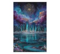 75x50cm/1000pcs Jigsaw Puzzles for Adults Crystal Cityscape with Celestial Mandala Teenagers Puzzles DIY Toys Precision Cutting Parent-child Interaction 75x50cm/1000pcs