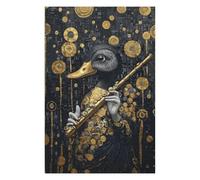 75x50cm/1000pcs Jigsaw Puzzles for Adults Duck Flutist in Gold Puzzles for Adults Hands-on Game Perfect Decoration Unique Gifts for Birthday And Christmas 75x50cm/1000pcs