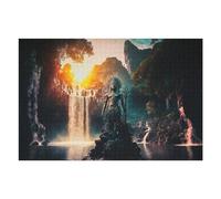 75x50cm/1000pcs Jigsaw Puzzles for Adults Enchanted Waterfall with Ancient Statue Jigsaw for Adults Relax Games For Family Fun for Is Ideal As A Gift 75x50cm/1000pcs