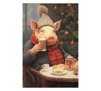 75x50cm/1000pcs Jigsaw Puzzles for Adults Festive Pig with Beer Teenagers Puzzles DIY Toys Precision Cutting Parent-child Interaction 75x50cm/1000pcs
