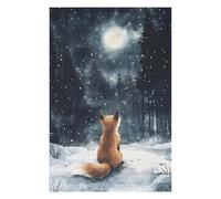 75x50cm/1000pcs Jigsaw Puzzles for Adults Fox Under The Moonlight Puzzles for Adults Family Games Wall Decoration Parent-child Interaction 75x50cm/1000pcs