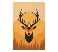 75x50cm/1000pcs Jigsaw Puzzles for Adults Geometric Deer Vector Portrait with Forest Design Puzzles for Adults Hands-on Game Perfect Decoration Unique Gifts for Birthday And Christmas 75x50cm/1000pcs