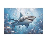 75x50cm/1000pcs Jigsaw Puzzles for Adults Great White Shark Swimming with Fish Puzzles for Adults DIY Toys Home Decoration Difficult And Challenge 75x50cm/1000pcs